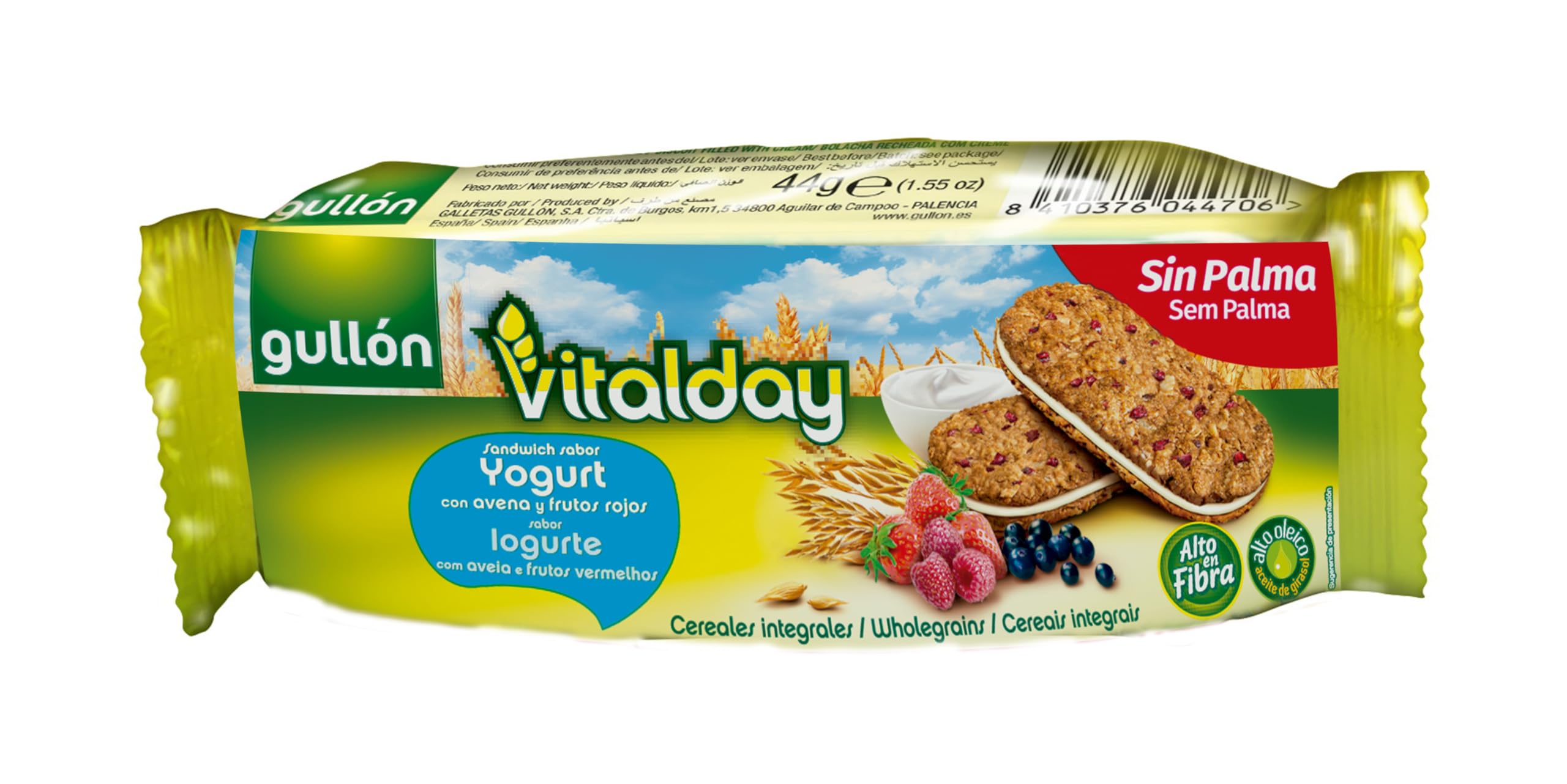 Gullón Vitalday Sandwich Yogur Galleta Desayuno y Merienda, Paquete de 5 x 44g