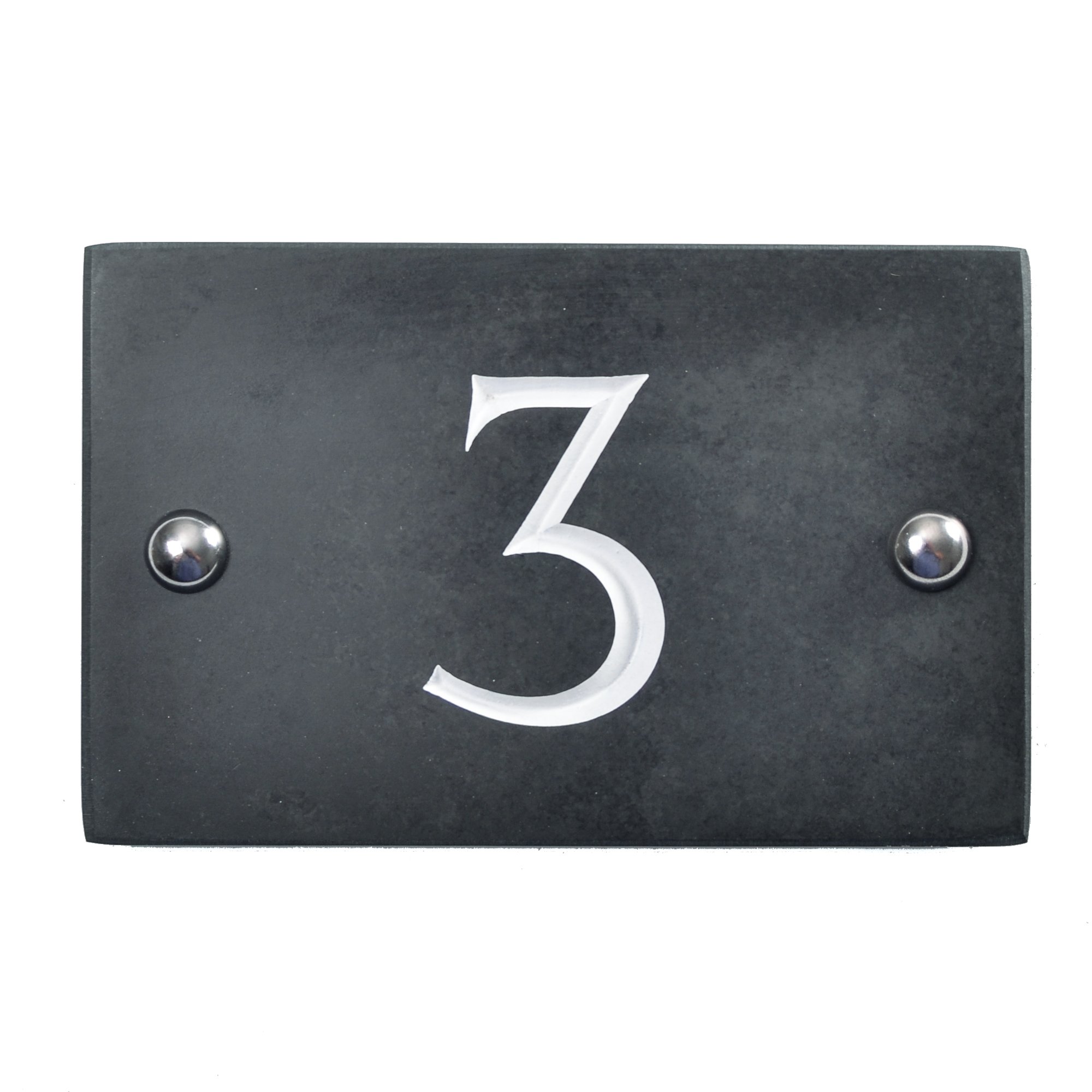 slate engraved house number 3