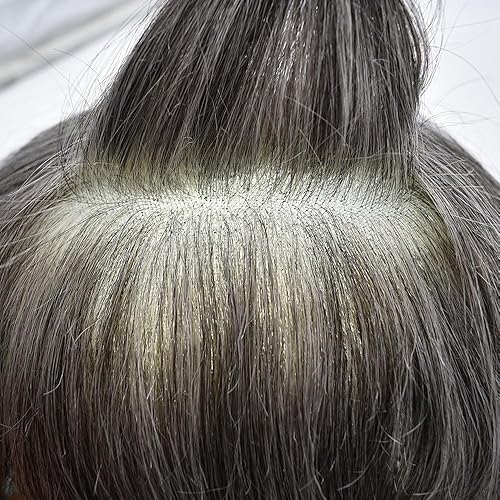 Miniatura 4 de Pieza de cabello humano tipo tupé para hombre, suave encaje suizo para hombres, unidades de repuesto para sistema de cabello invisible, poliuretano