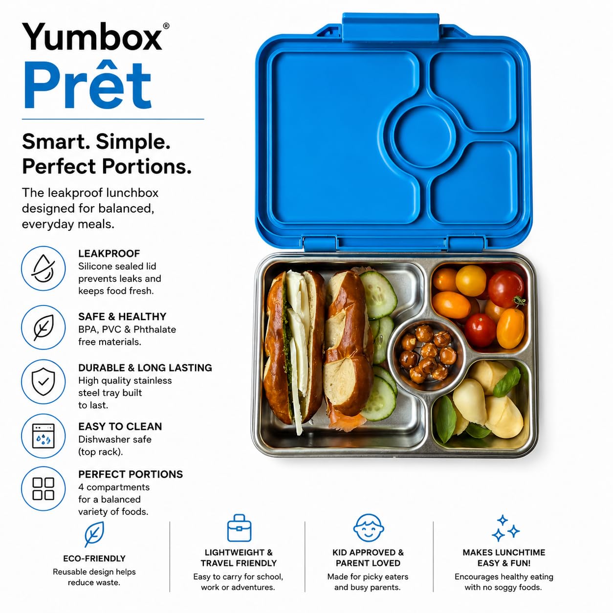 yumセット Yumbox Prêt Stainless Steel Bento Box – Leakproof, Reusable Lunch