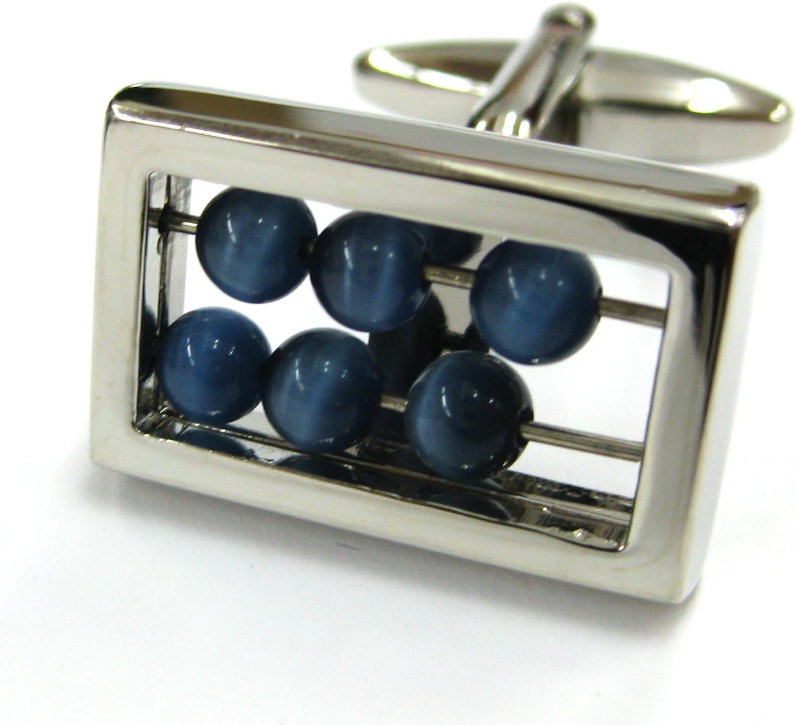 Dark Blue Cat's Eyes Abacus Cufflinks Finance Cuff Links Fiber Optic Gemelos 051005-1