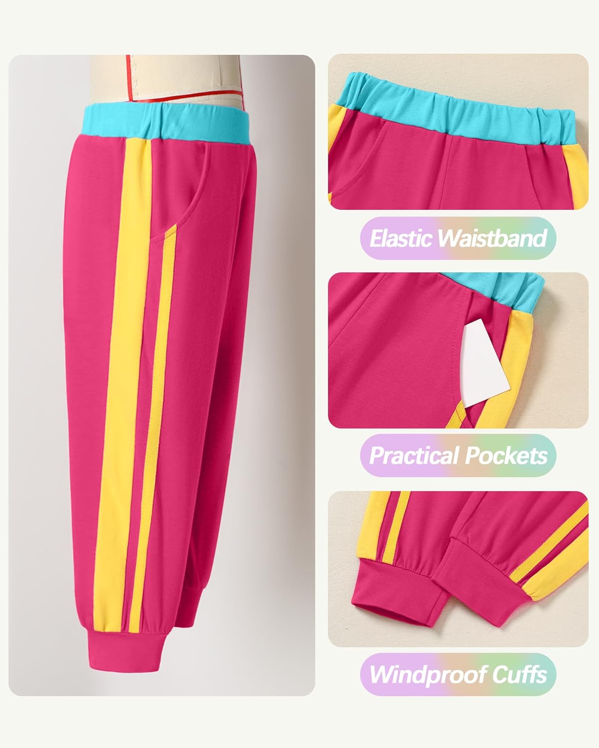 SANMIO Toddler Girl Clothes Outfits Cute Color Block Long Sleeves Top and Pants Sweatsuit 2 Piece Winter Clothing Set - Image 6