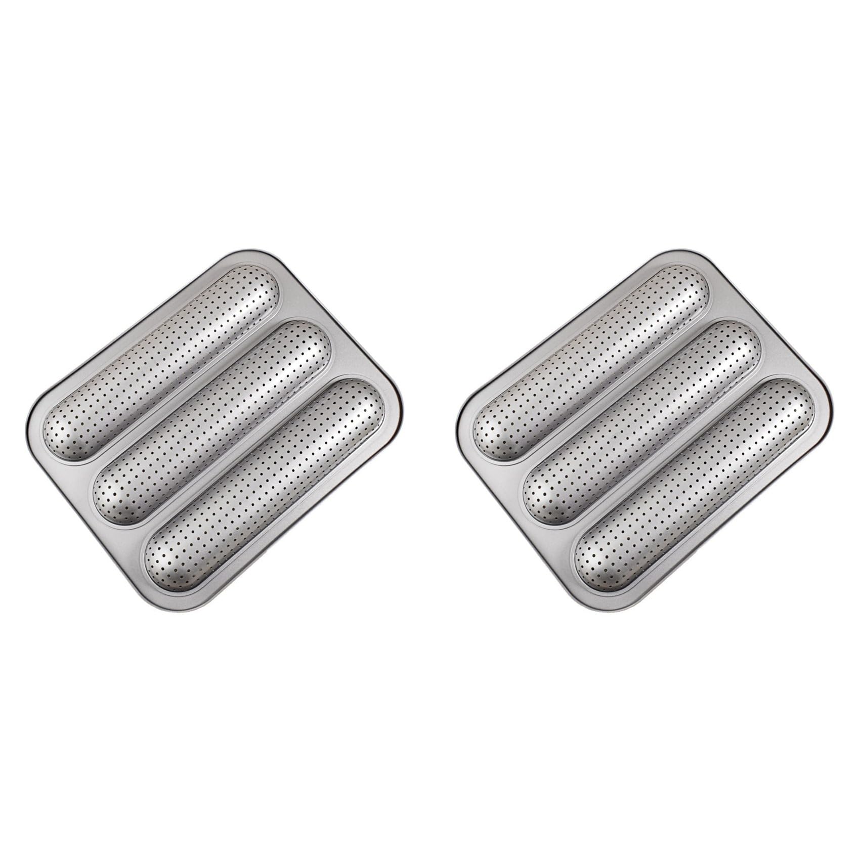 Hndhbfgrt 2X Baguett Pan French Bread Mold 3 Cavity Baking Tray Nonstick Long Loaf Toast Cake Mould Bakeware Baking Pans for Oven