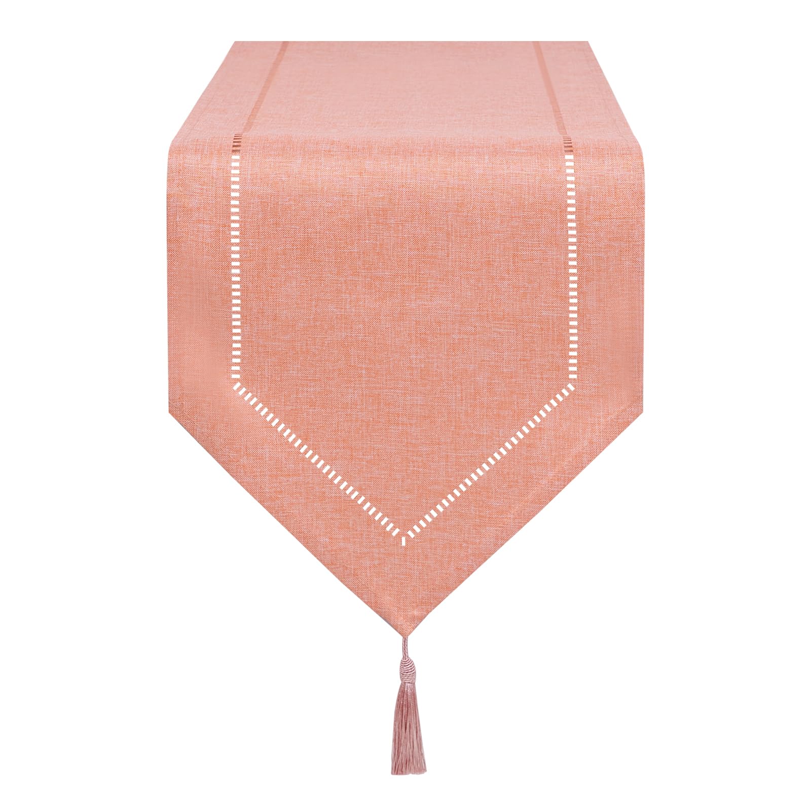 LLCUTESHOP Table Runner Orange 32 x 150 cm Modern, Innovative Design Solid Color Linen Table Runner, Washable Table Runner Wheat Ear Design for Dining Room Party Holiday Decoration