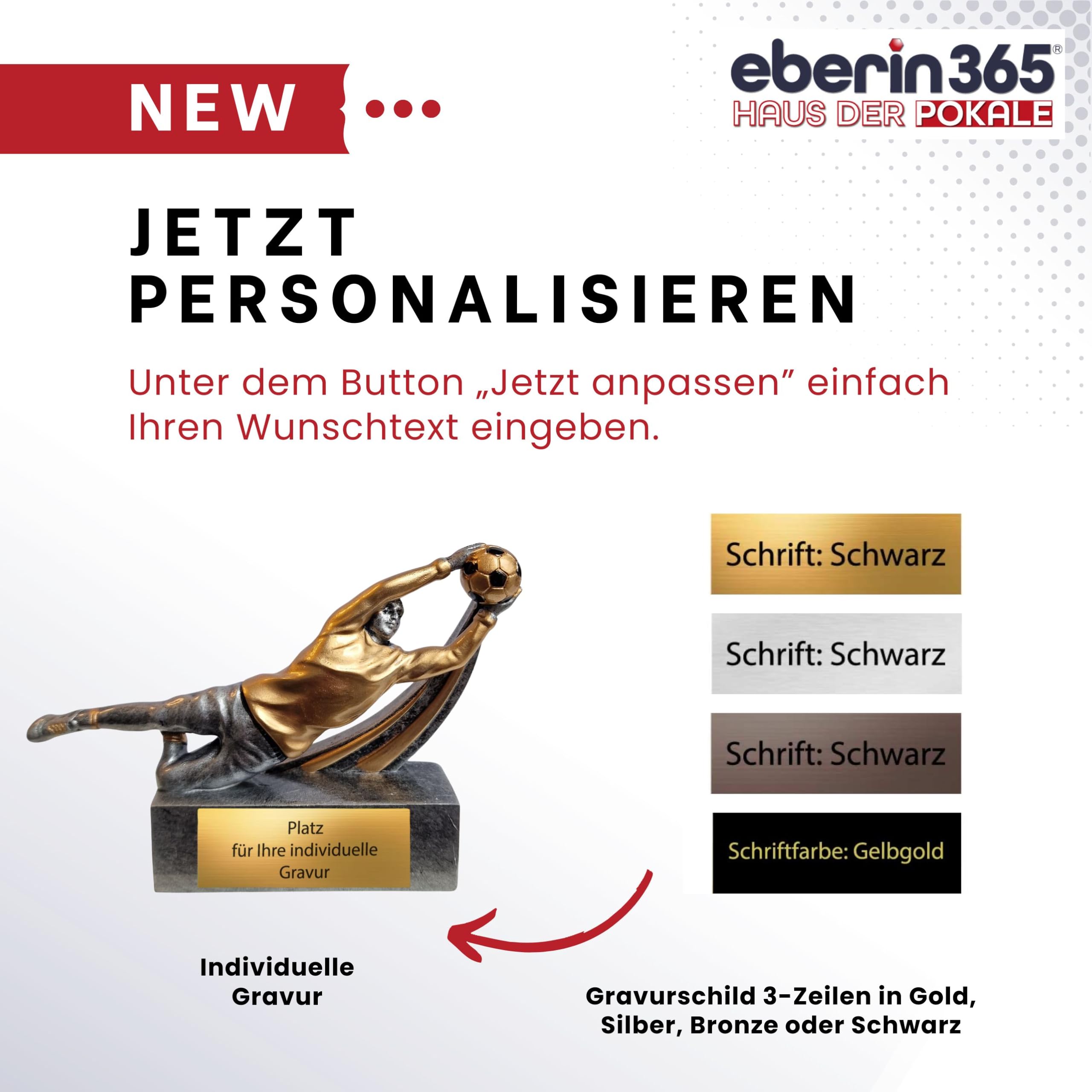 Fußballtorwart Pokal 8 cm aus Resin – dynamische Keeper Figur auf Sockel – kompakte Trophäe mit Gravurschild – hochwertiger Award für Vereine Jugendturniere Trainingspreise & Siegerehrungen