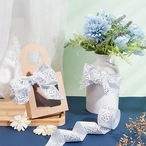 Miniatura 10 de NBEADS Cintas jacquard bordadas de flores de 5.47 yardas, 3-38 pulgadas, tela tejida en camello, ribete de encaje de chenilla para costura,