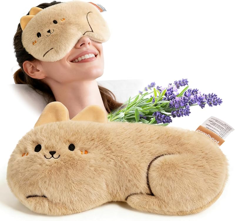 Almofada de olhos com lavanda e estampa de coelho