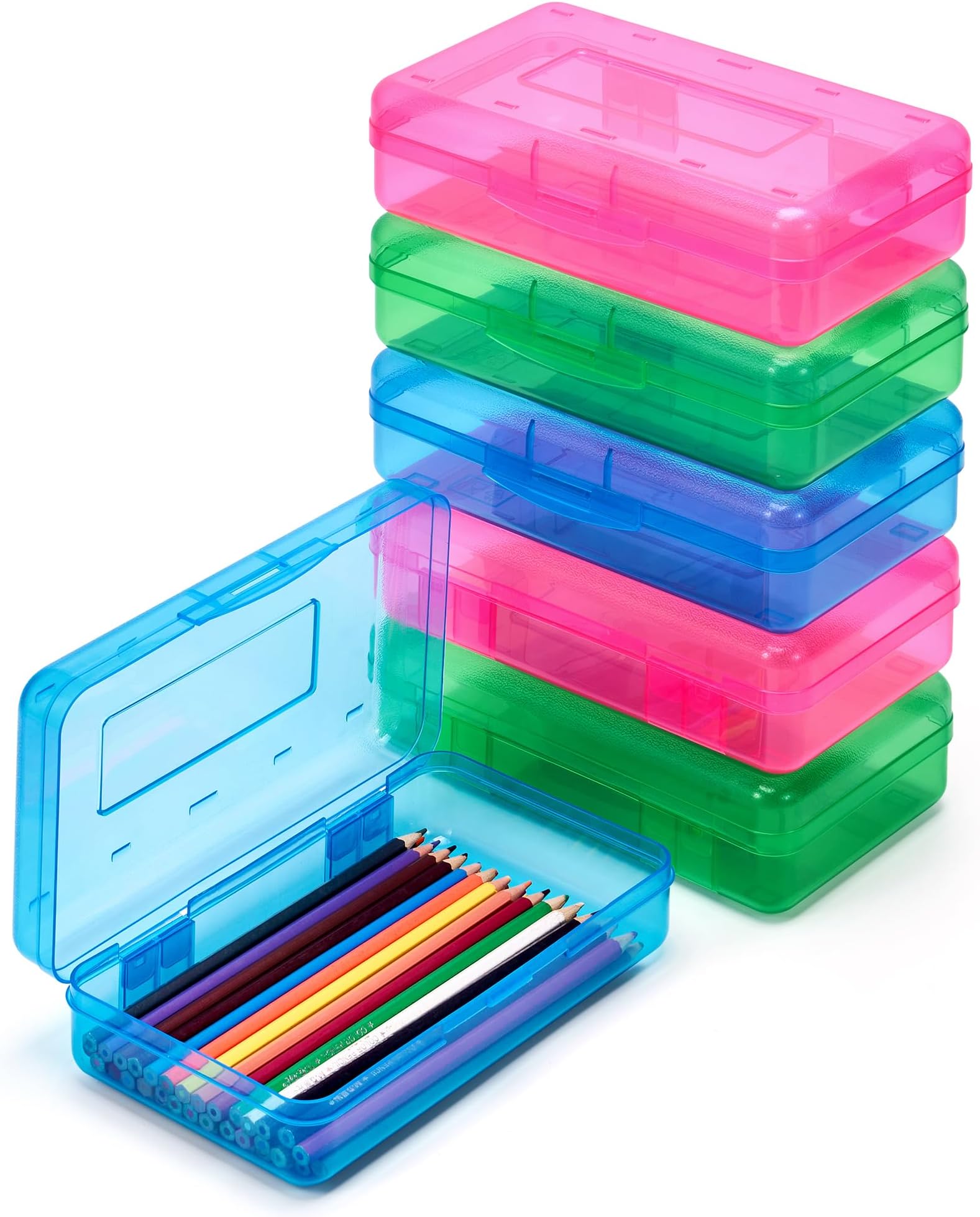 Assorted Colors Plastic Pencil Case Box