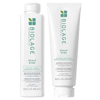 Biolage Scalp Sync Clarifying Shampoo & Universal Conditioner Set - Removes Residue, Buildup & Excess Oil, Paraben & Silicone-Free, For Oily Hair & Scalp, Vegan, 33.8 Fl Oz