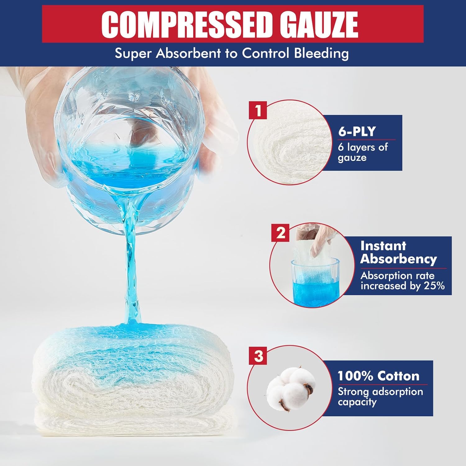 Quick Blood Clotting Emergency Gauze 3" x 145" (2 Pack)- Sterile Hemostatic Z-Folded Compressed Gauze 6-Ply (2 Pack) for First Aid, Combat, Survival, IFAK Trauma Kit Supplies Refill (STAMEN) ﻿ - Image 7