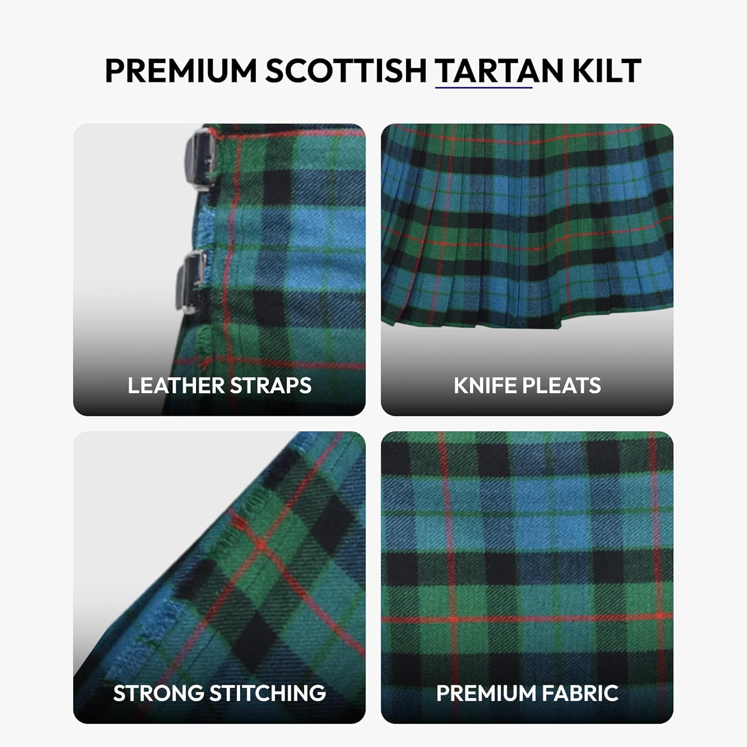 8 Yard Mens Kilt – Authentic Tartan Kilt for Men Highland Outfit for Weddings & Traditional Scottish Wear - Image 3