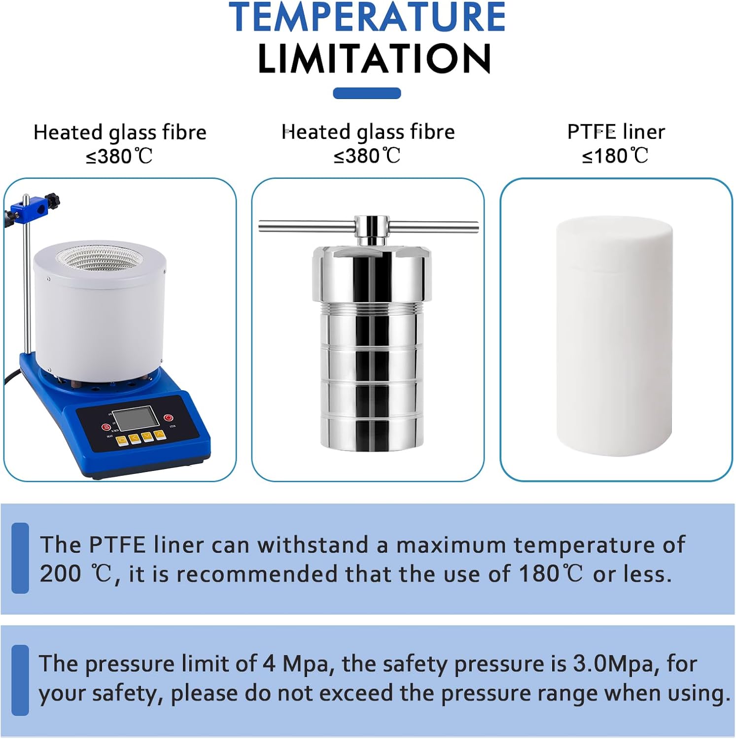YUCHENGTECH 500ml Hydrothermal Synthesis stirring reactor Lining PTFE High Pressure Autoclave Reactor High-Pressure Reactor Autoclave with Temperature Control Probe 100-2000 rpm/min (500ml, 110V)