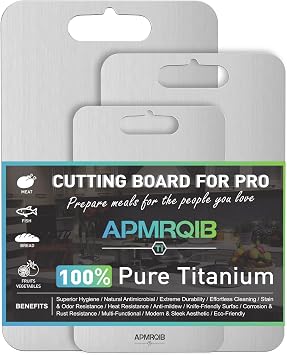 APMRQIB Titanium Cutting Board Set of 3,100% Pure Titanium Cutting Boards for Kitchen, Double Sided Non Toxic Cutting Board, Ideal Charcuterie & Chopping for Meat, Hygiene Durable Dishwashr3 Pack