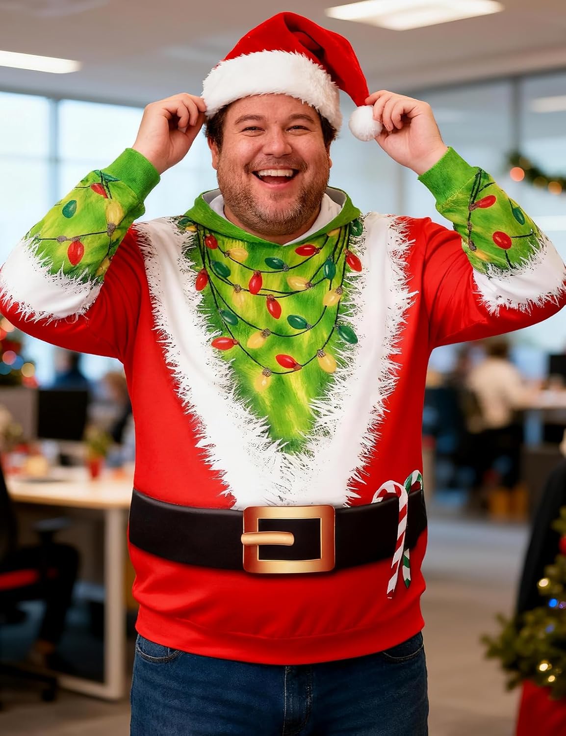 Funny World Men's Holiday Sweatshirt Graphic Halloween Hoodies Christmas Pullover - Image 3