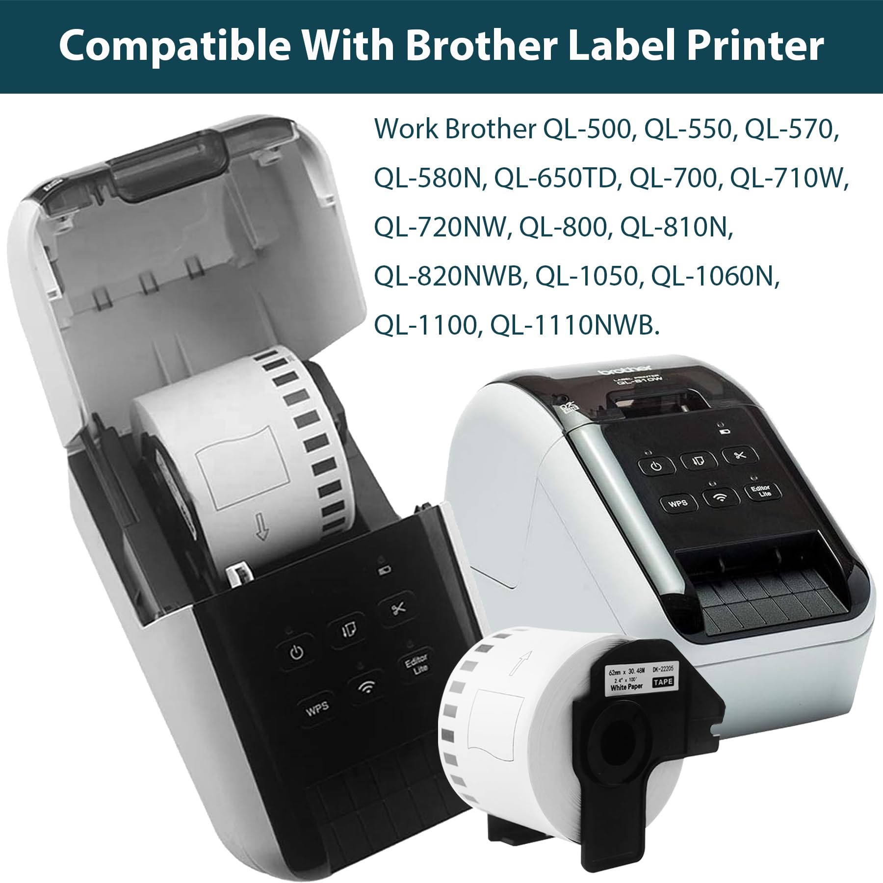 Molabel Address Label DK-22205 DK2205 - Confezione Da 5 Rotoli - Foto 9