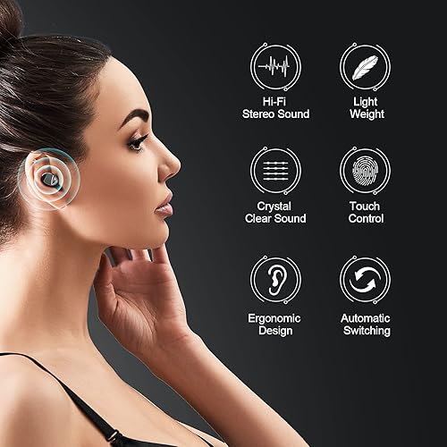 Miniatura 6 de Auriculares inalámbricos, auriculares Bluetooth 5.2 con estuche de carga inalámbrica de 1200 mAh-60 horas de reproducción, función de carga de