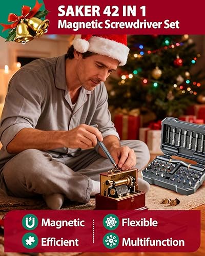 Miniatura 2 de Saker Juego de destornilladores magnéticos 42 en 1 para regalos de Navidad, kit de destornilladores con mango en T y estuche de almacenamiento,