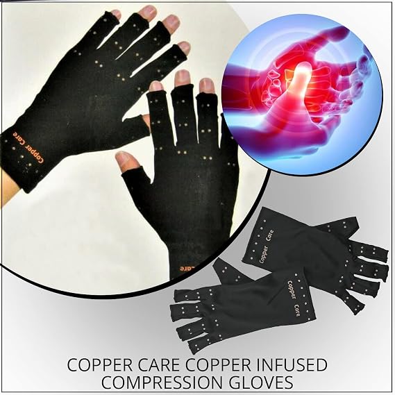 Copper Care Copper Infused Compression Gloves Large (Black, Large, XLarge, XXLarge)
