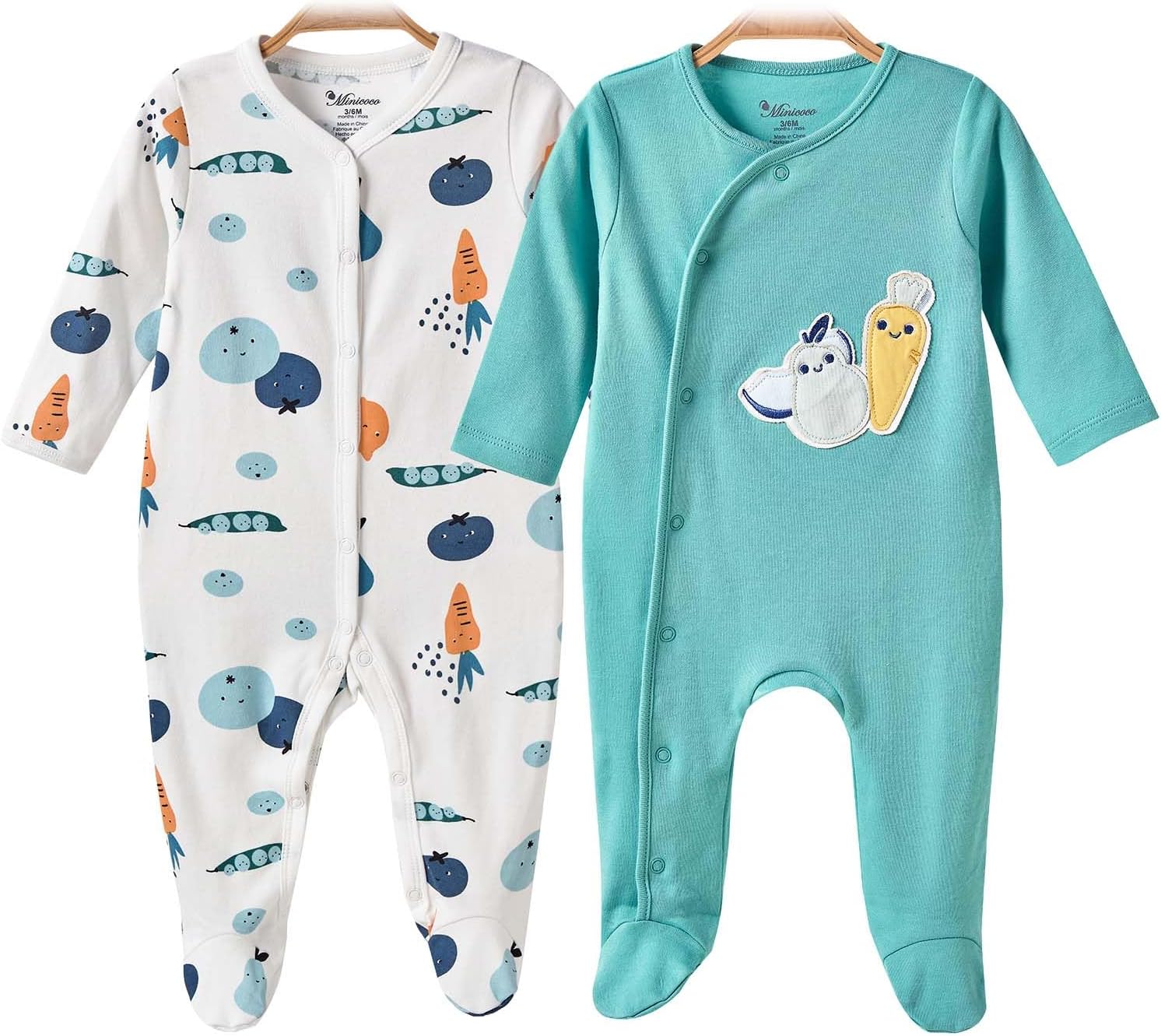 Baby Boy Footed Romper pack of 2,100% Cotton Snap Footies for 0-12 Months, Cute patterns Baby Boy Clothes