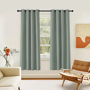 NICETOWN Room Darkening Curtain for Living Room - Energy Saving Thermal Insulated Grommet Room Darkening Curtain/Drape for Bedroom (1 Panel, 46 by 72, Sage Green)