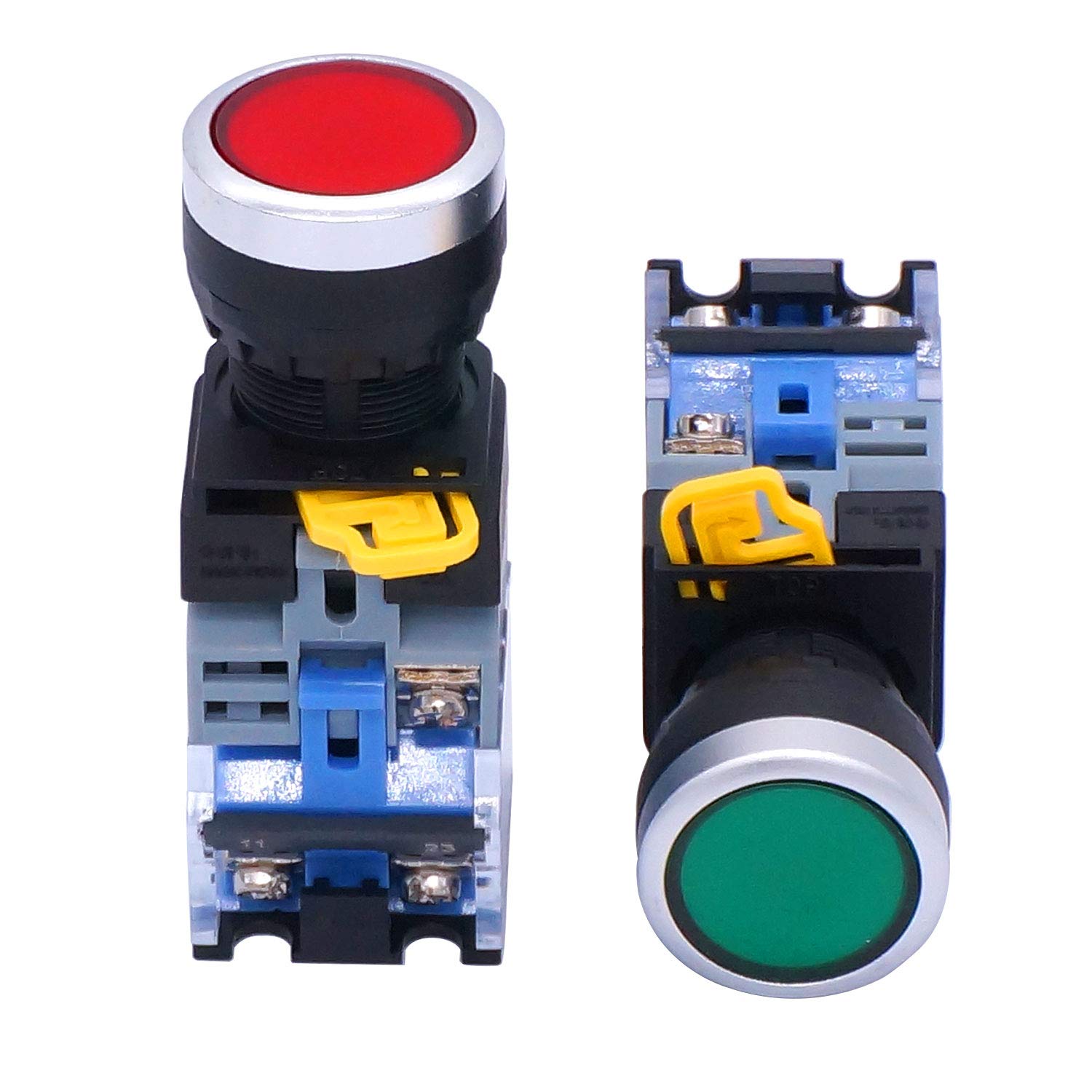🔥 Hot Deals Taiss / 2pcs 22mm 10A 440V 1NO 1NC DPST Red Green Momentary Push Button Switch Pushbutton Switches with Red Green LED Light Voltage 110V LA38-11DN-RG