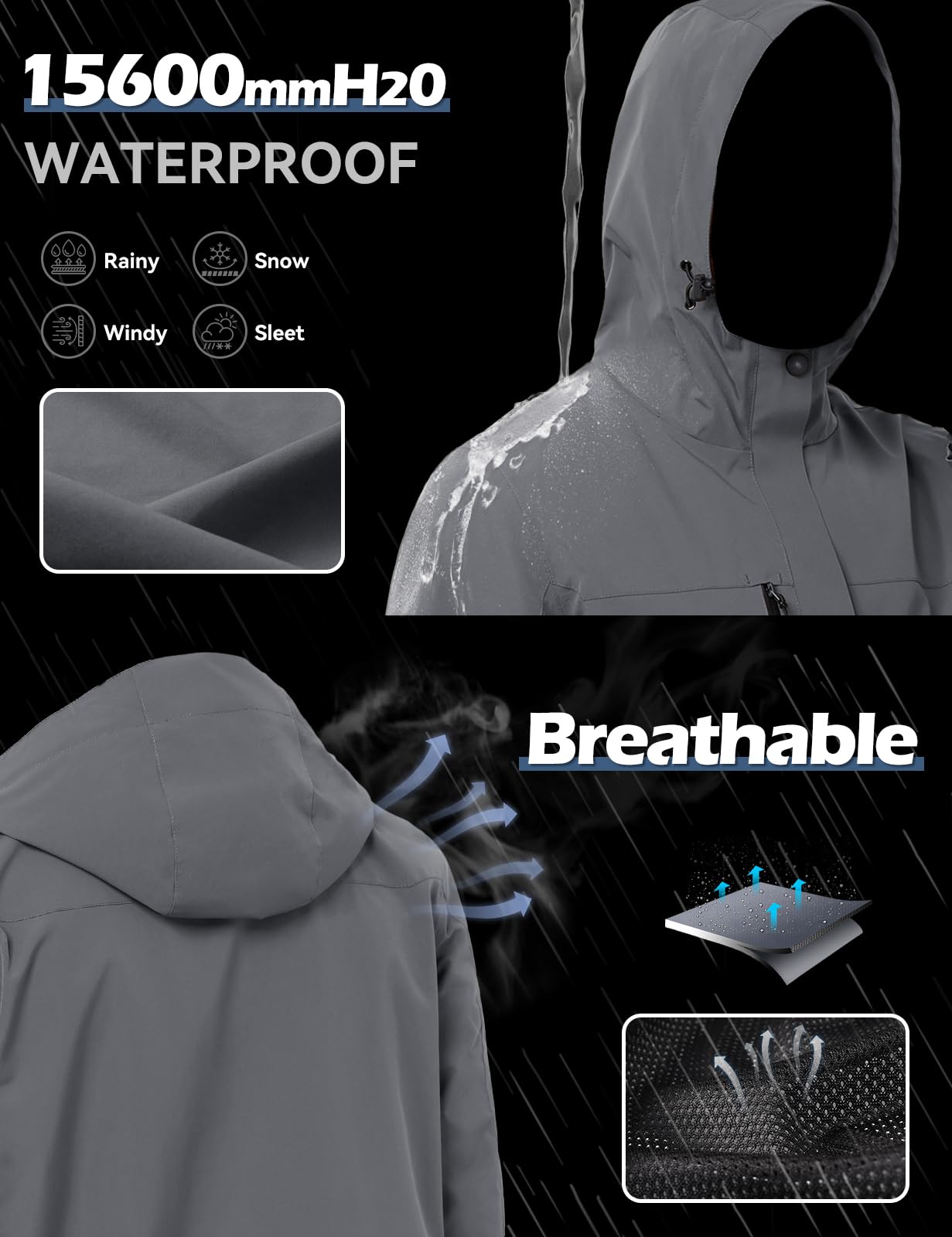 Svanco Giacca Impermeabile Antivento Uomo, Giubbotto Softshell Antipioggia Leggero per Trekking, Vento e Pioggia