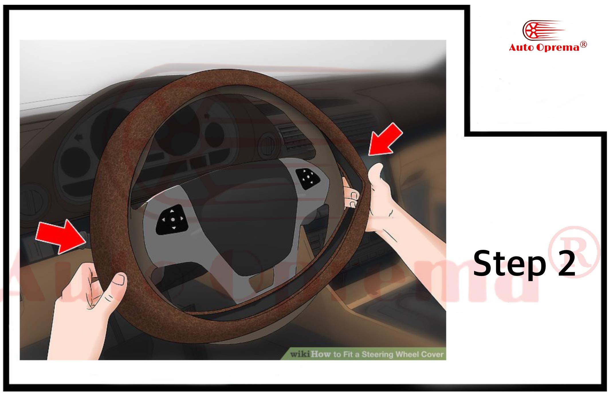 Auto Oprema® Car Grip Steering Wheel Cover - Leather, Breathable, Anti Slip (Black-Tan) Compatible With Grand Punto - Image 6 thumbnail