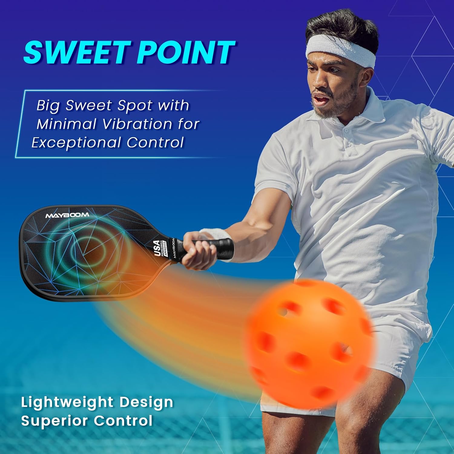 Mayboom Pickleball Paddles Set of 2 or 4, USAPA Approved Pickleball Set with 4 Pickleball Balls and Pickleball Bag, Fiberglass Pickle Ball Rackets 2 Pack for Beginner