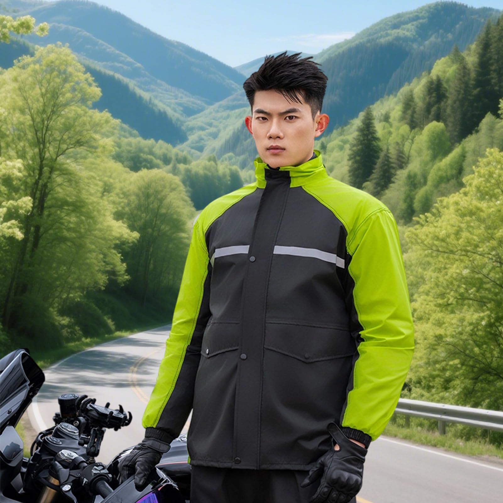 Équipement de pluie de moto, combinaison de moto réfléchissante légère, imperméable avec bottes, salopettes et poncho pour la construction, la chasse, la pêche, le camping, le vélo, la randonnée