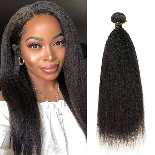 Amella Extensiones de cabello humano rizado lacio de 24 pulgadas, 1 paquete de 10A, extensiones de tejido de cabello humano lacio brasileño para