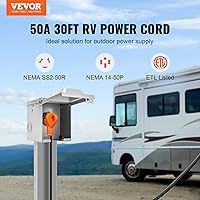 Vista 3 de VEVOR Cable de alimentación para RV de 30 pies, 50 amperios, cable de generador resistente STW 6/3 + 8/1, enchufe macho NEMA 14-50P NEMA SS2-50R