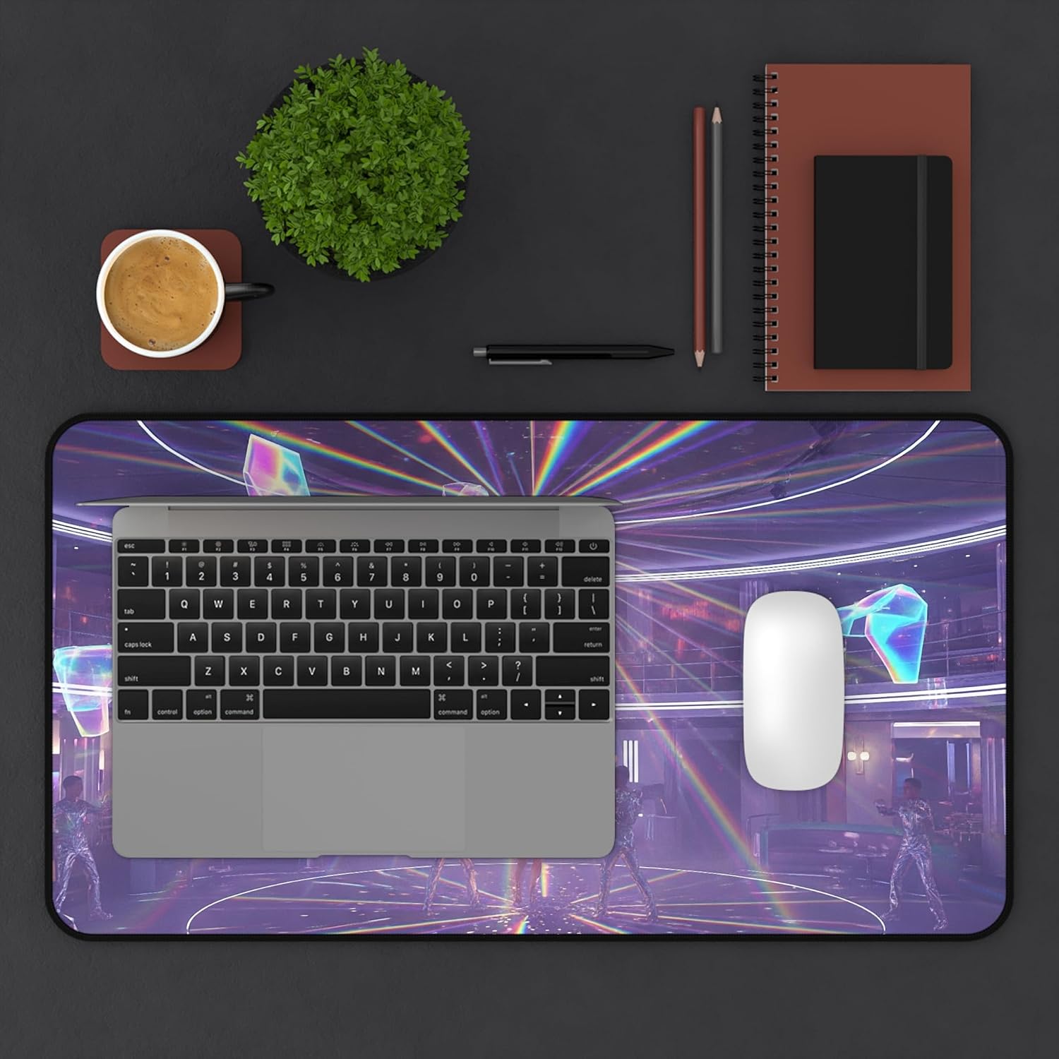 Retro-Futuristic Disco Desk Mat with Rainbow Strobe Lights - Made in The USA image 3