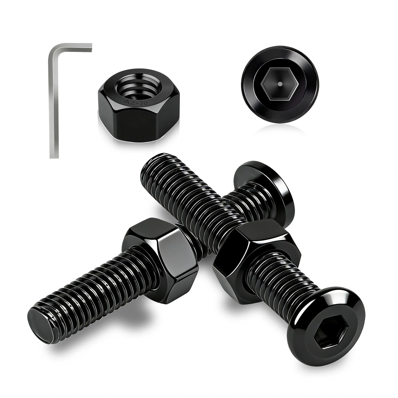 Ezitruz M5 Bolts, 25 Pcs Flat Head Hex Socket Screws M5x40 mm 304 Stainless Steel Black Bolts and Nuts Set Fully Threaded Machine Screw Allen Hex Drive for Home Furniture Repair