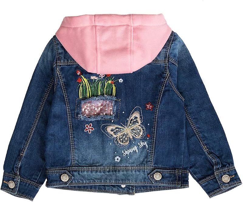 campera vaquera bordada con lentejuelas para niñas pequeñas y grandes de 2 a 11 años