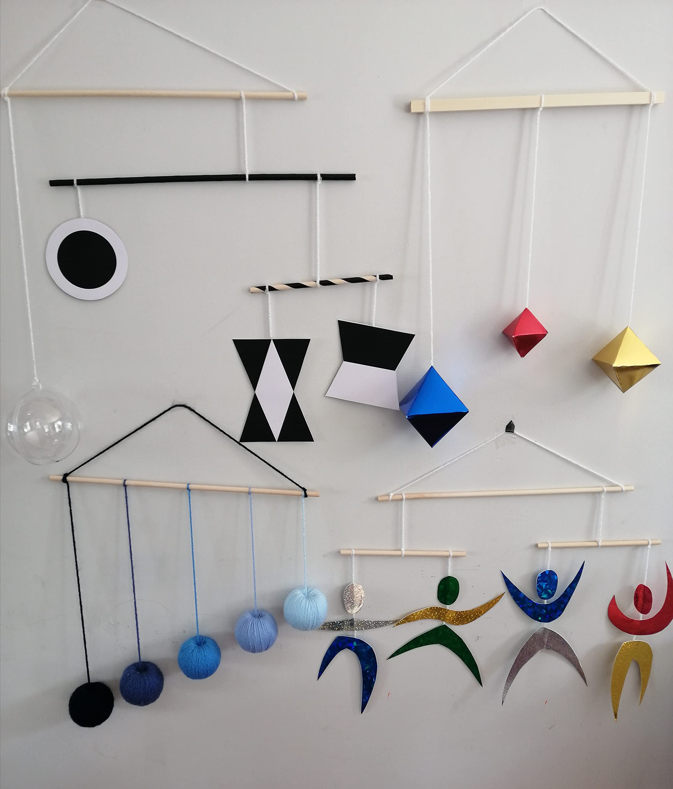 NEXT DAY dispatch-Handmade Montessori newborn baby sensory mobiles, monari, blue gobbi, octahedron, dancers, mum to be gift, visual series set of four mobiles, decoration only