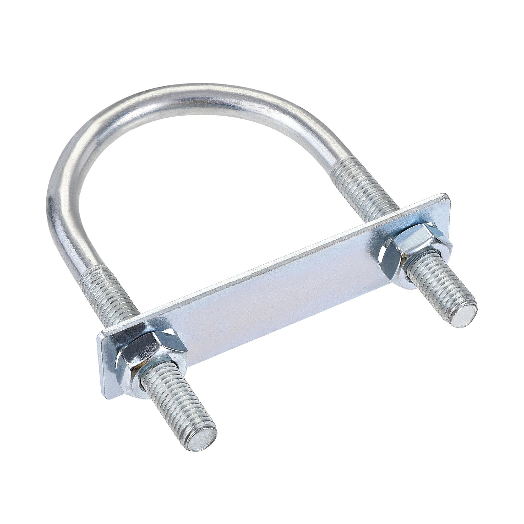 sourcing map Round U-Bolt 1 Set 2.56"(65mm) Inner Width 110mm Length Steel M10 with Nut, Plate