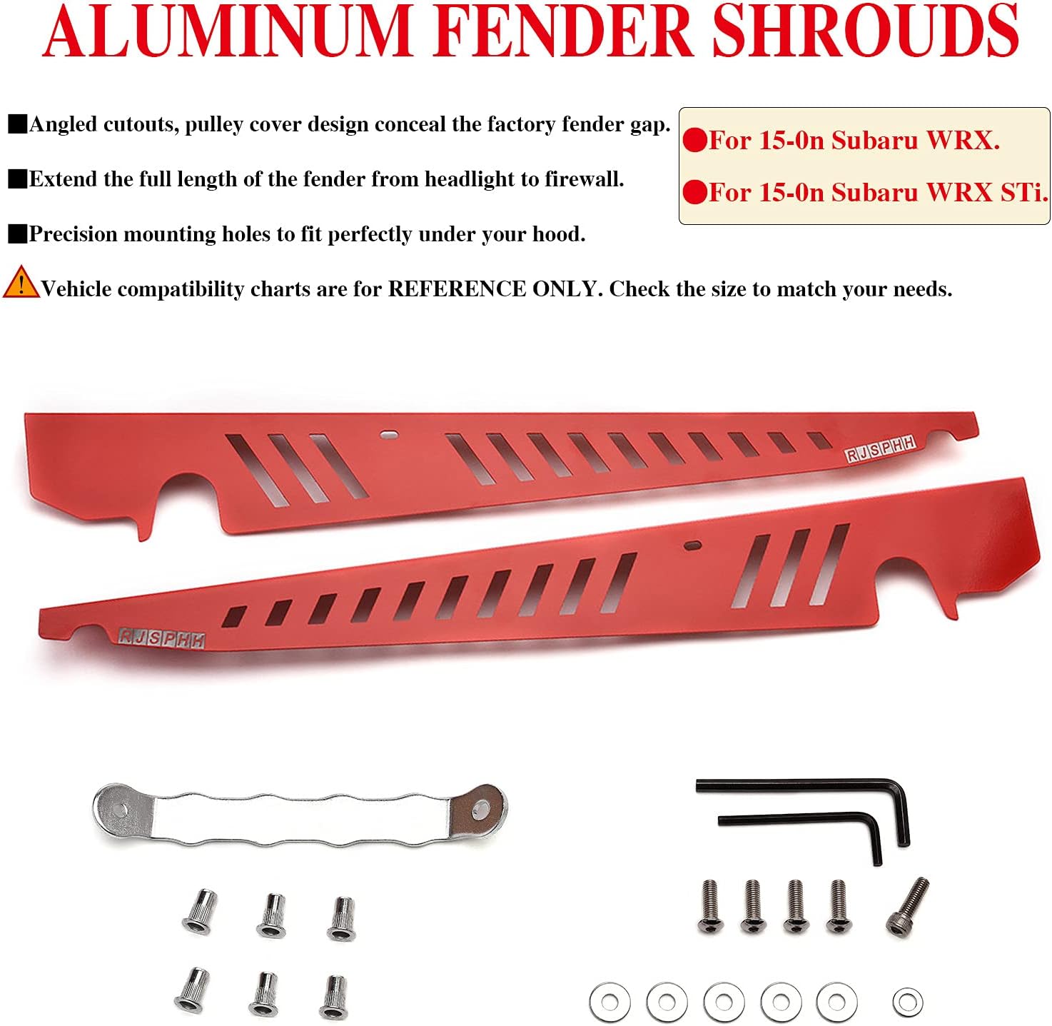 for Subaru 2015-2020 WRX & STi Red Aluminum Fender Shrouds