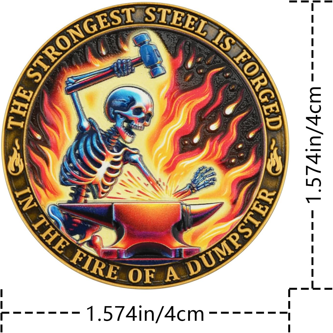 Humorous Resilience Challenge Coin - Strength and Perseverance Motivational Token - Dumpster Fire Gifts