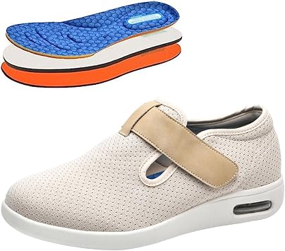 bumuam Womens Stylish Diabetic Shoes,Extra Wide Widths Walking Edema Sneakers Adjustable Strap Easy On/Off with 3 Pairs Insoles Replacement Stylish Diabetic Shoes Men 3.5/Women4.5