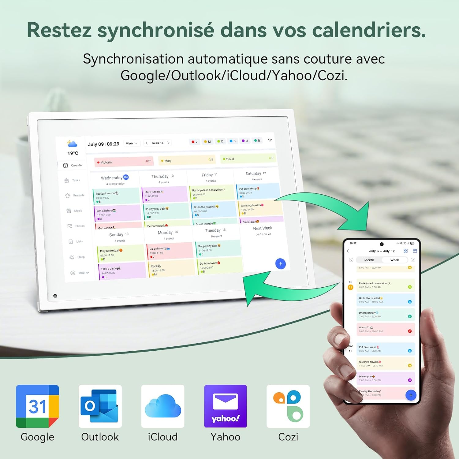 TABWEE P10 Digital Calendar syncing with a smartphone