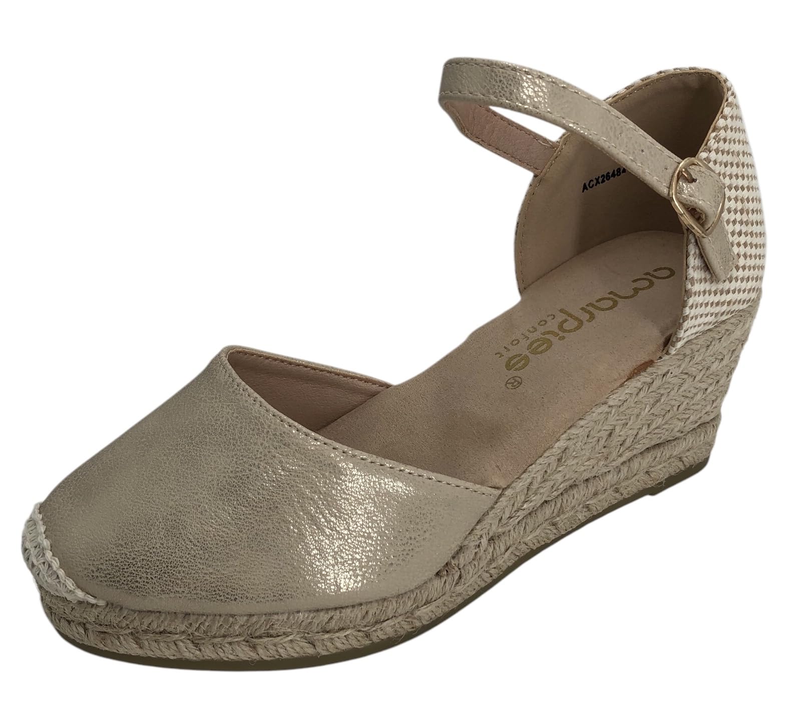 Sandalia Valenciana Mujer - Alpargata Valenciana Cuero Sintético y Cuña de Yute - Sandalia Cierre Hebilla y Puntera Reforzada – Cómodas y Elegantes para Todos los Días