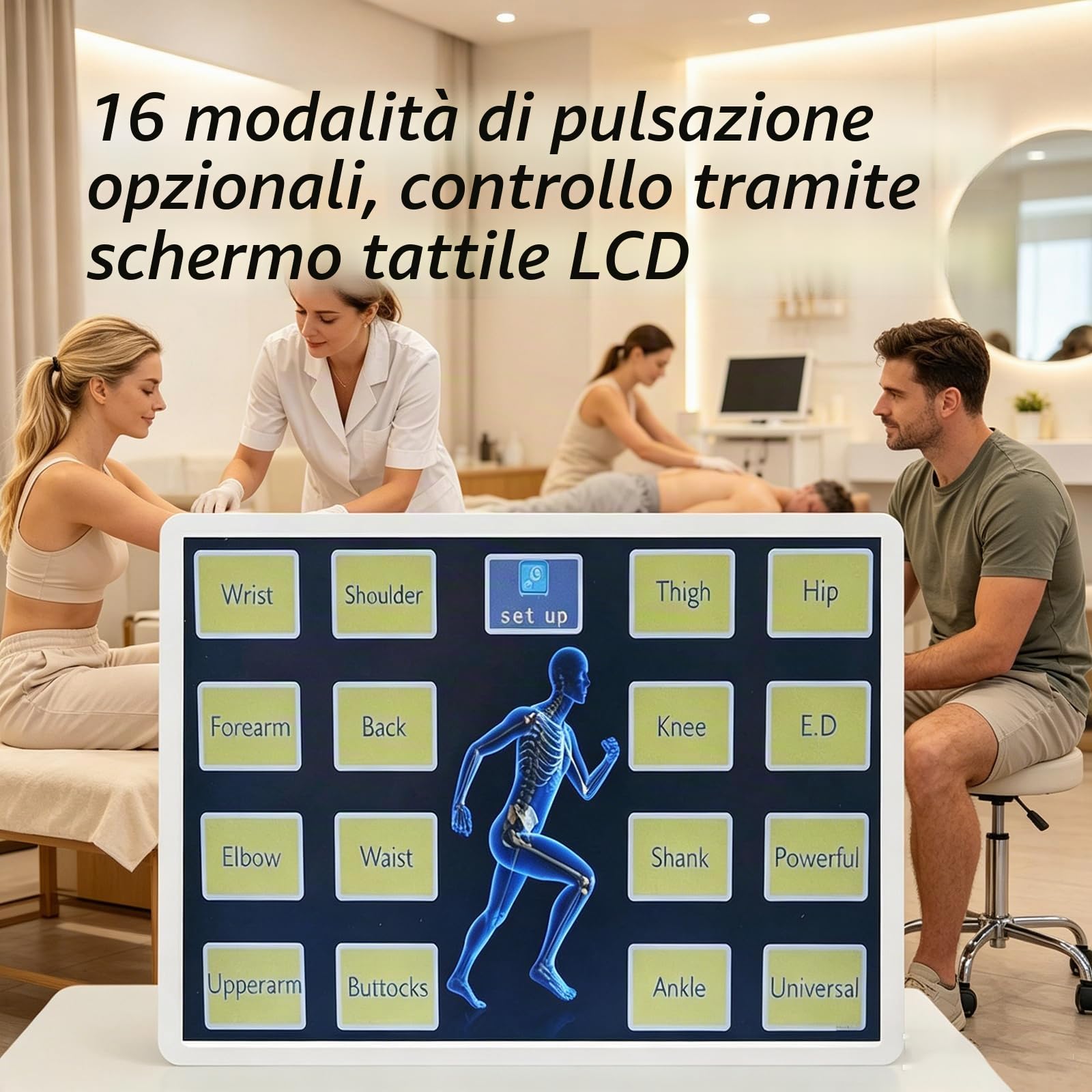 Dispositivo di Terapia con Onde D'urto, Macchina per Terapia Dell'onda D'urto con 7 Massaggio, Frequenza: (1~18Hz), Energia: (10~300mj), per Spalle, Fianchi, Cosce, Polsi, Gomito