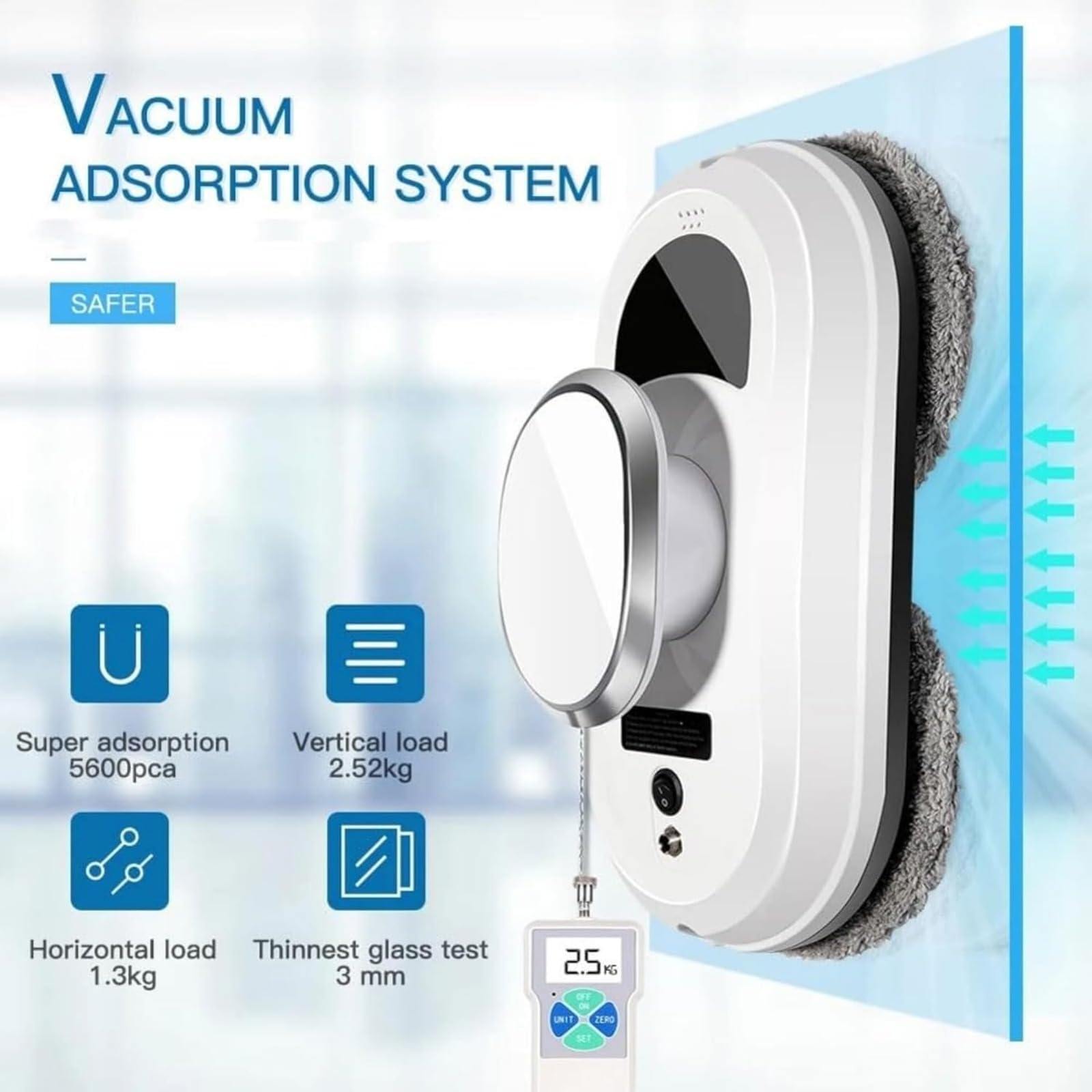 Robot limpiador de ventanas, diseño magnético inteligente con succión de 2800 Pa, control remoto para limpieza automática de cristales en interiores y exteriores y ventanas de gran altura