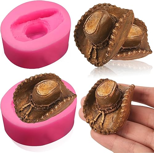 Molde de silicona para sombrero de vaquero, 2 moldes de silicona para hornear con temática occidental, moldes para fondant, sombrero de vaquero para