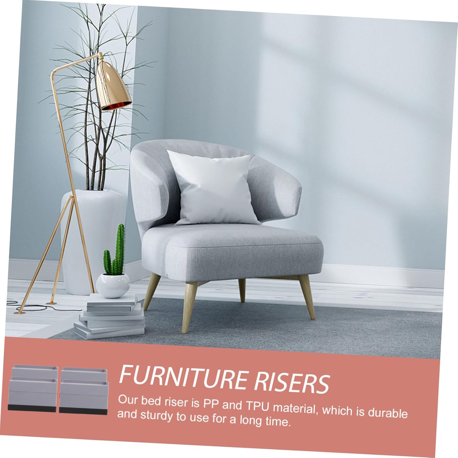 4Pcs Adjustable Furniture Risers Nonslip Table Leg Lifter for Sofa Bed and Washing Machine Heavy-Duty Plastic Leg Elevators for Enhanced Stability