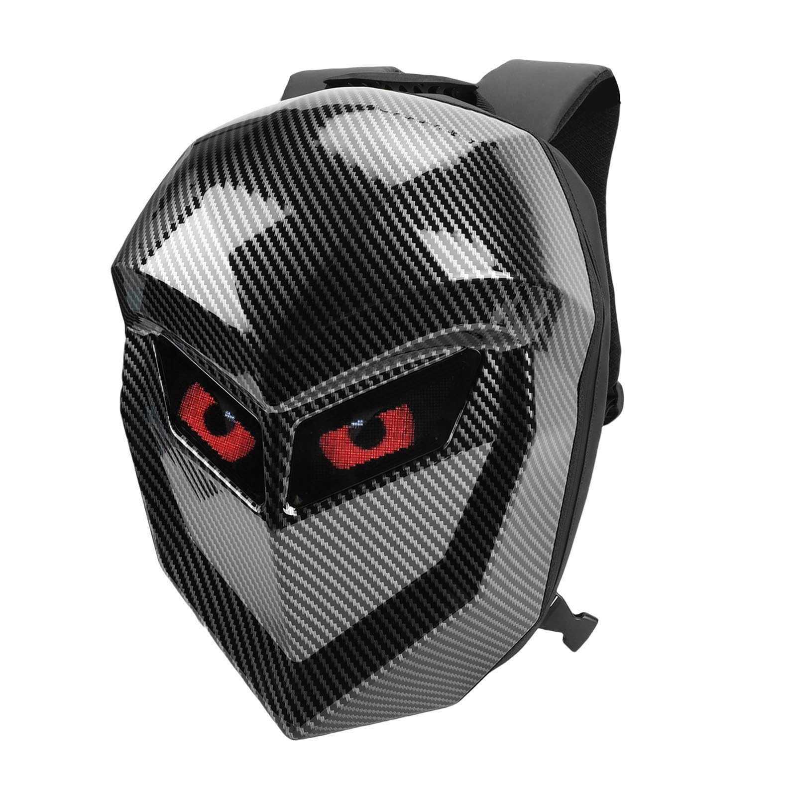 Sorandy Zaino Knight per Moto con LED da 17 Pollici 20L | Schermo Colorato Programmabile DIY, Guscio Rigido Impermeabile, per Viaggi, Escursioni e Gite in Moto (Modello in fibra di carbonio)