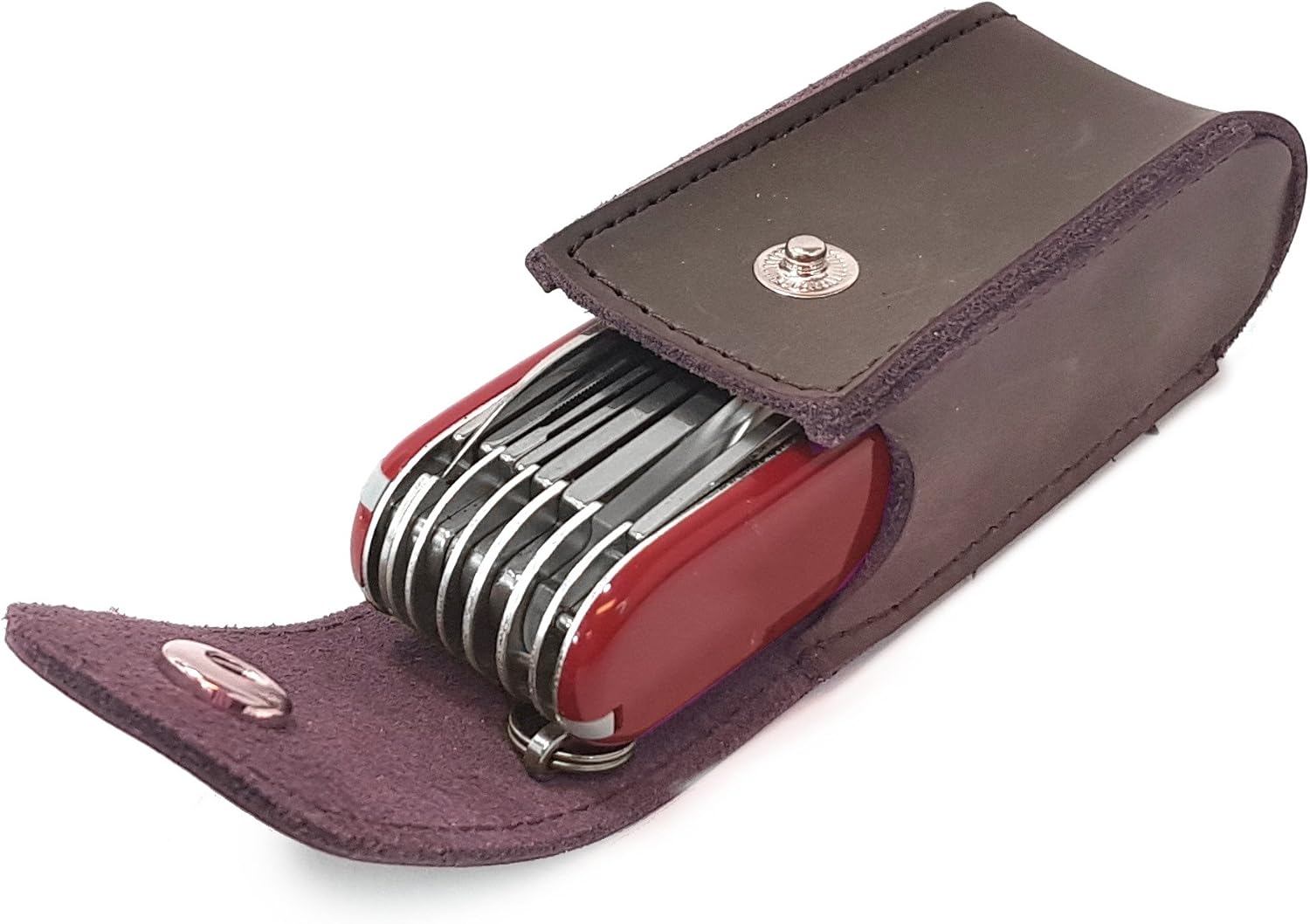 TUFF LUV Western Leather Belt Pouch/Sheath/Case Compatible With Victorinox Swiss Army Pen Knife (5-8 layers) Included Huntsman, Swiss Champ, Hiker, Climber - Brown - Image 5