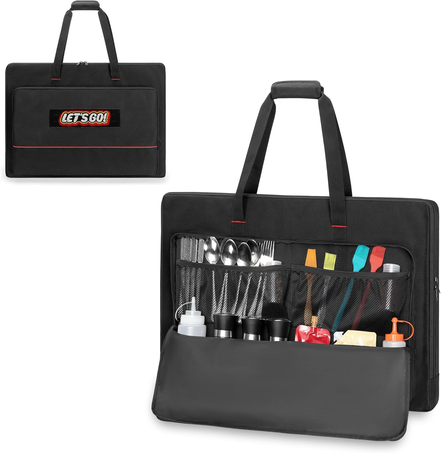 HODRANT Full‑Size Griddle Storage Bag Compatible with Weber Spirit 300 Series & Genesis 300 Series Griddle, Padded Flat Top Cover with Pockets & Handles for Outdoor Camping & Travel, Bag Only