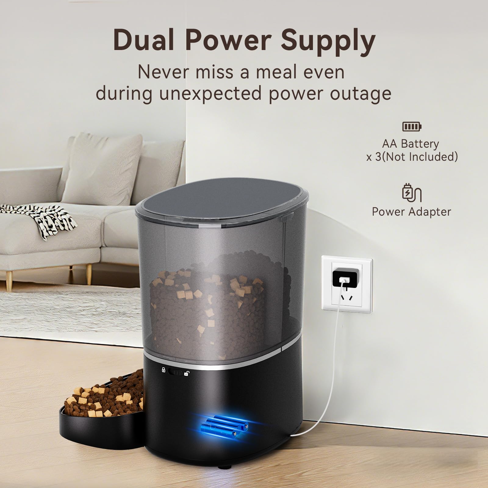 8L Comedero Gato Automático Doble con Cámara 1080P 160°,Acero Inoxidable Diseño Antiobstrucción App Control, WiFi 5G/2.4G Control Remoto Rudio Bidireccional para Múltiples Gatos