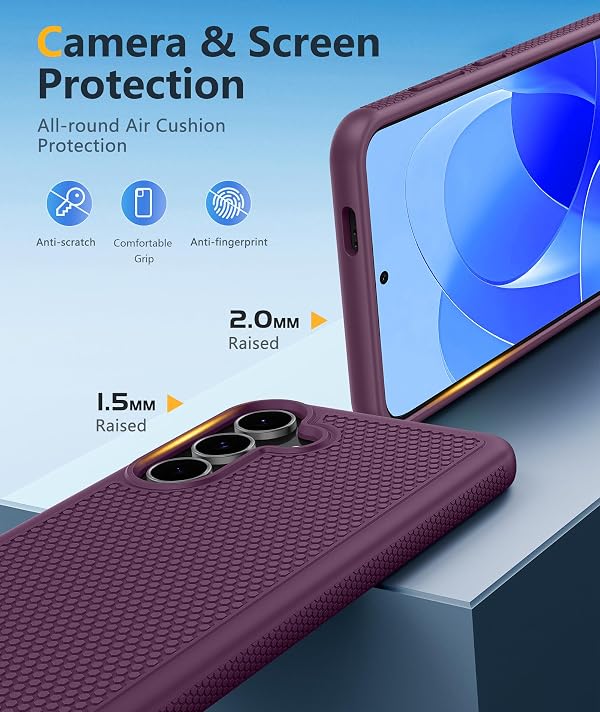 FNTCASE for Samsung Galaxy S25 FE Case: Shockproof Protective Lightweight with Screen Protector Duty Rugged Cell Phone Cover Non Slip | Military Grade Drop Protection for S25FE(Burgundy, 6.7inches) by FNTCASE - Used condition - Image 6